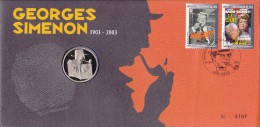 60011j Numisletter FDC COB 3167 3168 Georges Simenon 26-04-2003 4000 Liège - Numisletter