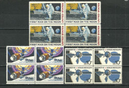 USA.  Premier Homme Sur La Lune, Mission Mariner Vers Vénus ,Skylab 1.  Trois Blocs De 4 Neufs ** - United States