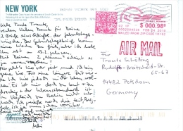USA New York TGST 2010 Pitney Bowes ZIP Code Luftpost Nach Deutschland - Postal History