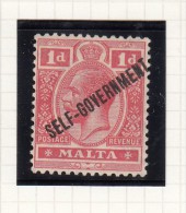 KING GEORGE V - Optd SELF-GOVERNMENT - Malte (...-1964)