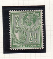 KING GEORGE V - Inscr POSTAGE - Malta (...-1964)