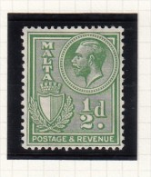 KING GEORGE V - Inscr POSTAGE AND REVENUE - Malte (...-1964)