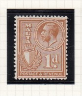 KING GEORGE V - Inscr POSTAGE AND REVENUE - Malte (...-1964)