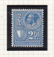 KING GEORGE V - Inscr POSTAGE AND REVENUE - Malte (...-1964)