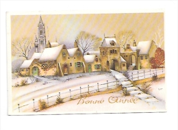 Bonne Année.Village Et Eglise Sous La Neige. 1954 - Communie
