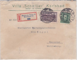 TCHECOSLOVAQUIE - 1929 - LETTRE RECOMMANDEE De KARLSBAD Pour HESSENTAL - Covers & Documents