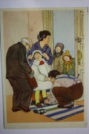 CHILDREN IN SOVIET PROPAGANDA. "HAPPY CHILDHOOD" - Going To School - "1st September" - Old PC 1956 - Humorous Cards