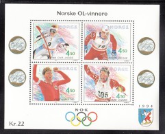 Norway MNH Scott #1035 Sheet Of 4 Finn Chr. Jagge, Bjorn Daehlie, Geir Karlstad, Vegard Ulvang - Gold Medalists - Neufs