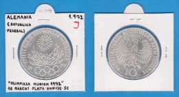 ALEMANIA (Republica Federal) 10 Marcos 1.972 J PLATA/SILVER SC/UNC  KM#135  DL-10.794 - Autres & Non Classés