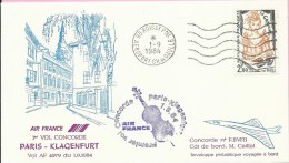 Air France - First Flight Concorde - Paris-Klagenfurt, 1.9.1984., Cover - Eerste Vluchten