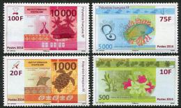 Polynésie Française 2014 - Faune Et Flore, Tortues, Nouveaux Billets De Banque - 4 Val Neufs // Mnh - Neufs