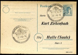 Postkarte P962/02 ZUDRUCK Zirkenbach Halle Sost. Ausstellung Plauen 1948  Kat. 5,00 € - Ganzsachen