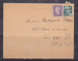 FRANCE LETTRE AVEC15C VIOLET MARIANNE DE DULAC + 12F  VERT MARIANNE DE GANDON - Covers & Documents