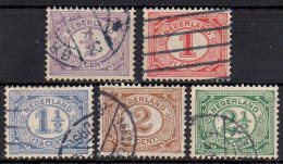 Hollande  ; Pays Bas  ; 1899 ; N°Y: 65/69     ; Ob ; " Série Chiffre " ;cote Y: 1.50 E. - Oblitérés