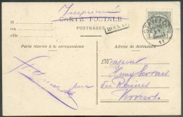 N°81 - 1 Centime Gris Obl. Sc STAVELOT S/C.P. Du 21 Juillet 1911 + Griffe HOCKAI Vers Verviers - 9833 - Langstempel