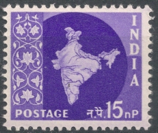 India 1958 - 15np  Map Of India -  Wmk Stars   MNH  Scott 283 - Neufs