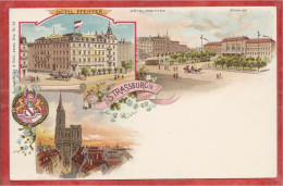 67 - STRASSBURG - STRASBOURG - Litho  Couleur - Hotel PFEIFFER - Bahnhof - Gare - Strasbourg