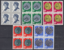 Switzerland 1962 Mi#751-755 Mint Never Hinged Blocks Of Four - Ongebruikt