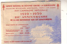 Carnet De Timbres Antituberculeux ( Reste 15 Timbres ) - 1919 . 1939 - XIII E CAMPAGNE NATIONALE- - Antituberculeux