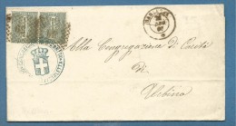 1867 BARLETTA D.c.  SU COPPIA CENT.1  - LETTERA PER URBINO / ANNULLO D'ARRIVO AL RETRO - Altri & Non Classificati