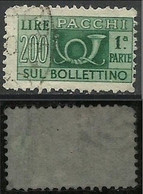 # 1946 Pacchi Postali 200 Lire Fil.1 Ruota DA - Dent. 13 1/4 - Paketmarken