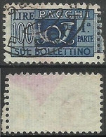 # 1946 Pacchi Postali 100 Lire Fil. Ruota 1 DB - Dent. 13 1/4 - Paquetes Postales