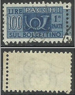 # 1946 Pacchi Postali 100 Lire Fil. Ruota 3 ND - Dent. 12 1/4X13 1/4 - Paquetes Postales