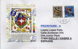 1524 Carta Leytron Suiza 2014  Hojita Rayón ,exposición Naba 2000, Michel BL 30 - Storia Postale