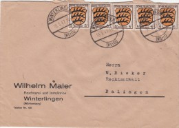 1947,  LETTRE  ALLEMAGNE, WINTERLINGEN Pour LBALINGEN, Mi MEF 3, BANDE DE 3 + 1 +1  /5383 - Andere & Zonder Classificatie