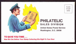 United States - Philatelic Sales Division - Return Cover For Orders With Picture Of Postman Delivering A Parcel - Altri & Non Classificati