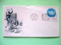 United Nations - New York 1953 FDC Stamped Enveloppe - 3c - Emblem - Covers & Documents