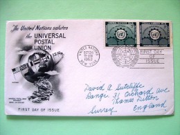 United Nations - New York 1953 FDC Cover To England - Gearwheels - UN Emblem - Technical Assistance - Brieven En Documenten