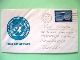 United Nations - New York 1954 Cover To Sweden - Air Mail Birds Emblem - Briefe U. Dokumente