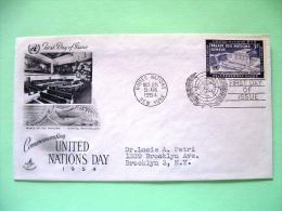 United Nations - New York 1954 FDC Cover To Brooklyn - Building Of European Office - Brieven En Documenten