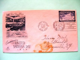 United Nations - New York 1954 FDC Cover To Gloversville - Building Of European Office - Brieven En Documenten