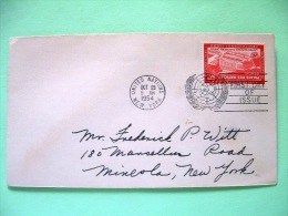 United Nations - New York 1954 FDC Cover To Mineola - Building Of European Office - Cartas & Documentos