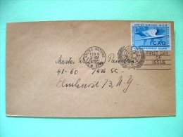 United Nations - New York 1955 FDC Cover To Elmhurst NY - ICAO - Wing - Int. Civil Aviation Org. - Brieven En Documenten