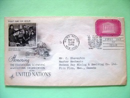 United Nations - New York 1955 FDC Cover To Canada - UNESCO - Radio Education Program - Storia Postale