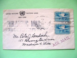 United Nations - New York 1955 Cover To Madison - ICAO - Wing - Int. Civil Aviation Org. - OACI - Covers & Documents