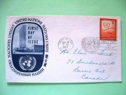 United Nations - New York 1957 FDC Cover To Canada - Security Council - Emblem And Globe - UN Building - Covers & Documents