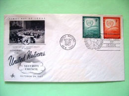 United Nations - New York 1957 FDC Cover - Security Council - Emblem And Globe - Covers & Documents