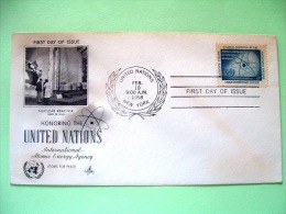 United Nations - New York 1958 FDC Cover - Atomic Energy Agency - Atom And UN Emblem - Nuclear Reactor Made In USA - Covers & Documents