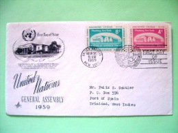 United Nations - New York 1959 FDC Cover Trinidad - UN Building In Flushing Meadows - Brieven En Documenten