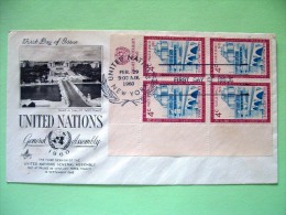 United Nations - New York 1960 FDC Cover - Chaillot Place, Paris - Block Of 4 With Date - Covers & Documents