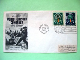 United Nations - New York 1960 FDC Cover To England - FAO - World Forestry Congress - Tree - Timber Industry - Cartas & Documentos