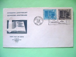 United Nations - New York 1960 FDC Cover - UN Charter - Book - UN Building - In French And English - Brieven En Documenten