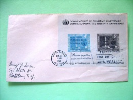 United Nations - New York 1960 FDC Cover To New York - UN Charter - Book - UN Building - Souvenir Sheet - Storia Postale