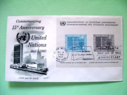 United Nations - New York 1960 FDC Cover - UN Charter - Book - UN Building - Souvenir Sheet - Brieven En Documenten