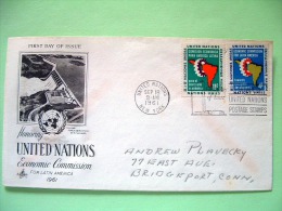 United Nations - New York 1961 FDC Cover - Cogwheel And Map - Economic Comission For Latin America - Hydroelectricity... - Covers & Documents