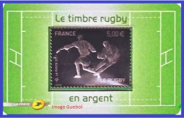 France Autoadhésif ** N°  597 - Rugby - Gravé à Chaud 5.00 Euros Argent - Joueur Ballon - Unused Stamps